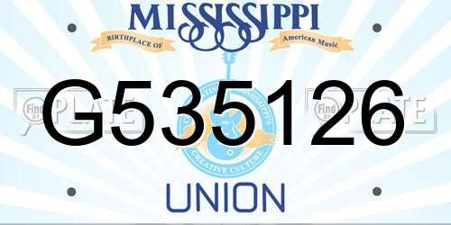 G535126 Mississippi License Plate