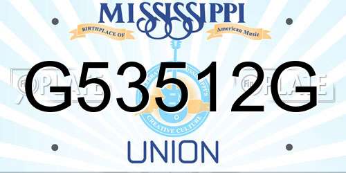 G53512G Mississippi License Plate