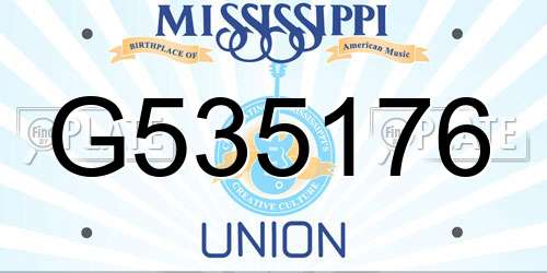 G535176 Mississippi License Plate