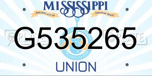 G535265 Mississippi License Plate
