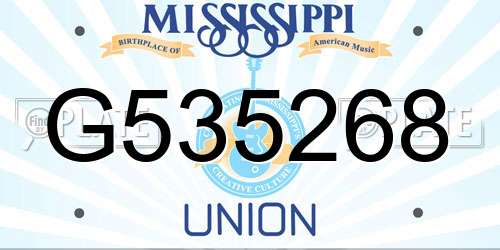 G535268 Mississippi License Plate
