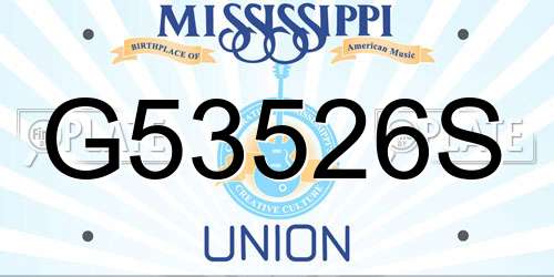G53526S Mississippi License Plate