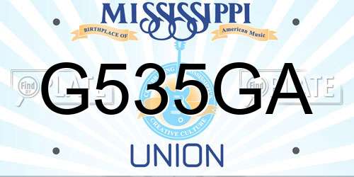 G535GA Mississippi License Plate