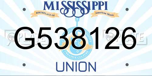 G538126 Mississippi License Plate