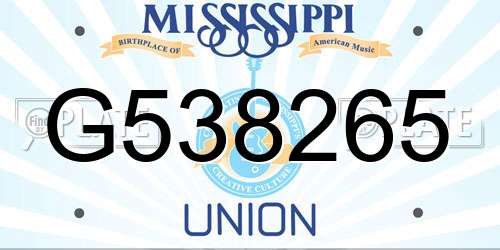G538265 Mississippi License Plate