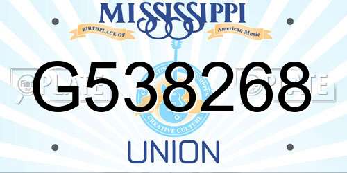 G538268 Mississippi License Plate