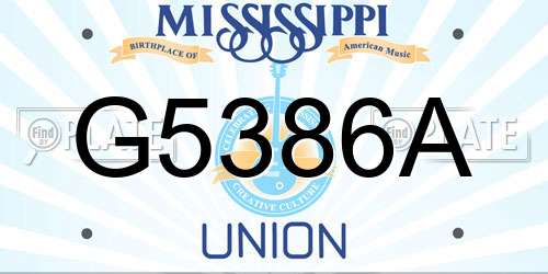 G5386A Mississippi License Plate