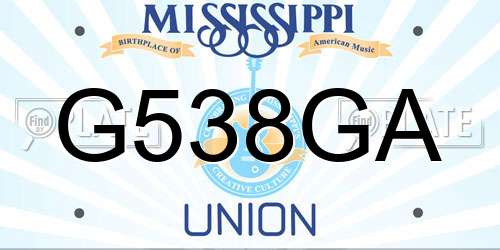 G538GA Mississippi License Plate