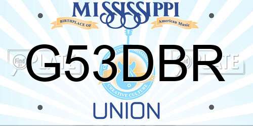 G53DBR Mississippi License Plate