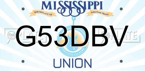 G53DBV Mississippi License Plate