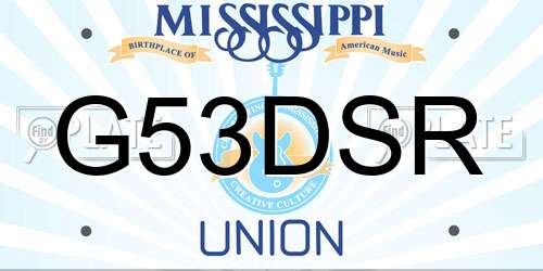 G53DSR Mississippi License Plate