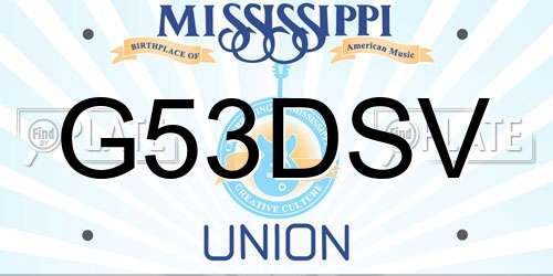 G53DSV Mississippi License Plate