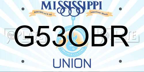 G53OBR Mississippi License Plate