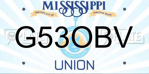 G53OBV Mississippi License Plate