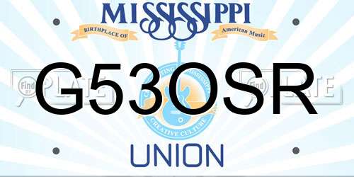 G53OSR Mississippi License Plate