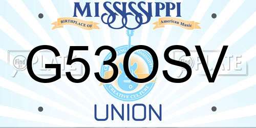 G53OSV Mississippi License Plate