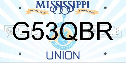 G53QBR Mississippi License Plate