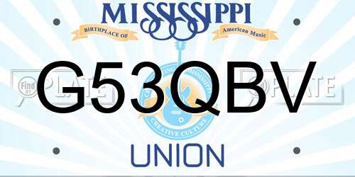 G53QBV Mississippi License Plate