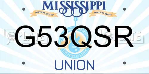 G53QSR Mississippi License Plate