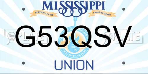 G53QSV Mississippi License Plate