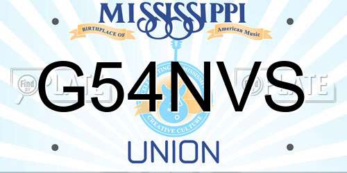 G54NVS Mississippi License Plate