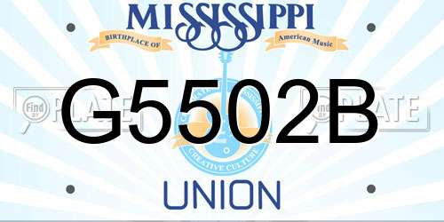 G5502B Mississippi License Plate
