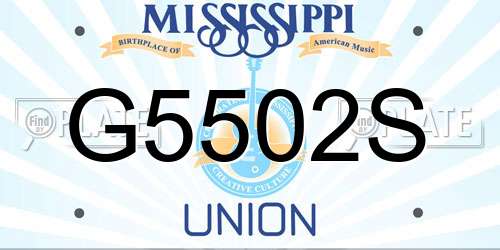 G5502S Mississippi License Plate