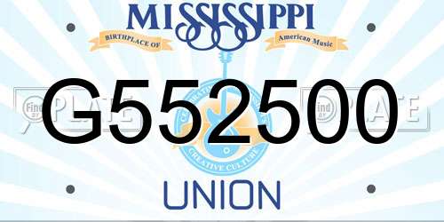 G552500 Mississippi License Plate