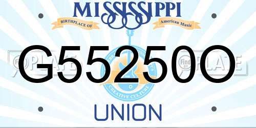 G55250O Mississippi License Plate