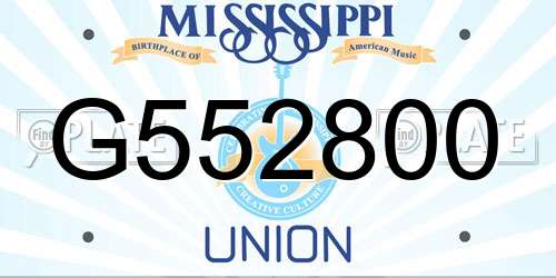 G552800 Mississippi License Plate