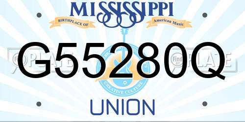 G55280Q Mississippi License Plate