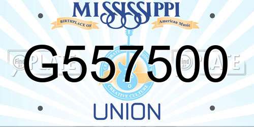 G557500 Mississippi License Plate