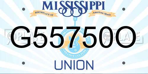 G55750O Mississippi License Plate