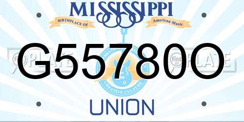 G55780O Mississippi License Plate