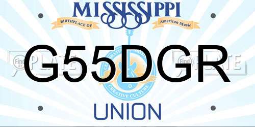 G55DGR Mississippi License Plate