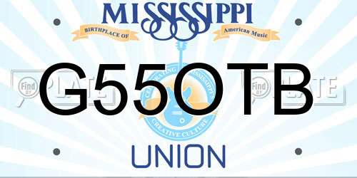 G55OTB Mississippi License Plate