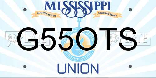 G55OTS Mississippi License Plate