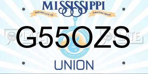 G55OZS Mississippi License Plate