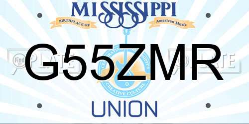 G55ZMR Mississippi License Plate