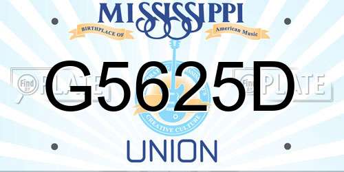 G5625D Mississippi License Plate