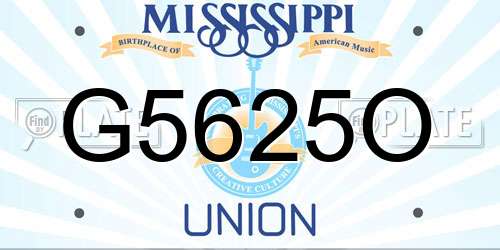 G5625O Mississippi License Plate
