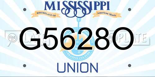 G5628O Mississippi License Plate