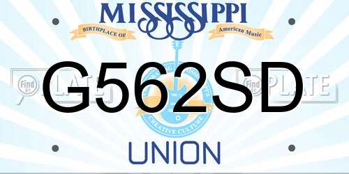 G562SD Mississippi License Plate