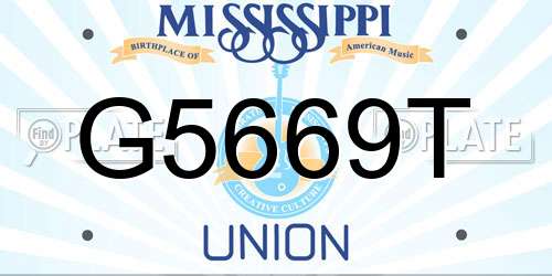 G5669T Mississippi License Plate