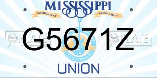 G5671Z Mississippi License Plate