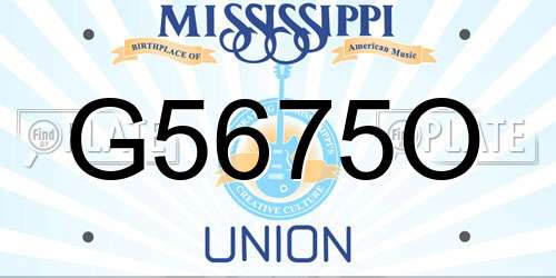 G5675O Mississippi License Plate