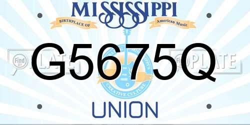 G5675Q Mississippi License Plate