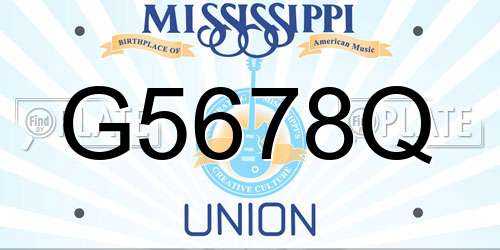 G5678Q Mississippi License Plate