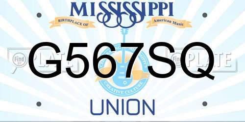 G567SQ Mississippi License Plate