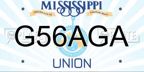 G56AGA Mississippi License Plate